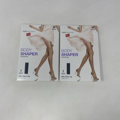 Hanes Body Shaper Pantyhose/ Tights Size B Black Lot Of Two